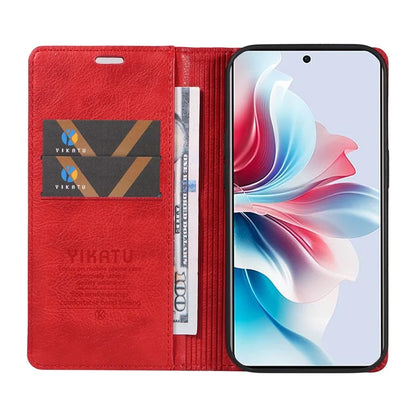 YIKATU YK-006 For Oppo Reno11 F 5G Case Litchi Texture Magnetic Closing Leather Phone Cover