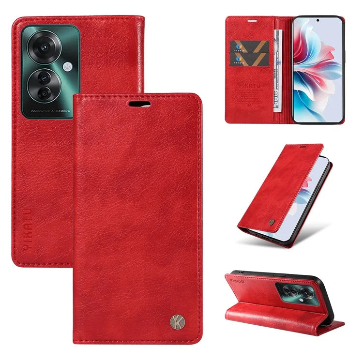 YIKATU YK-006 For Oppo Reno11 F 5G Case Litchi Texture Magnetic Closing Leather Phone Cover