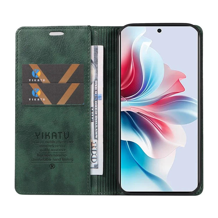 YIKATU YK-006 For Oppo Reno11 F 5G Case Litchi Texture Magnetic Closing Leather Phone Cover