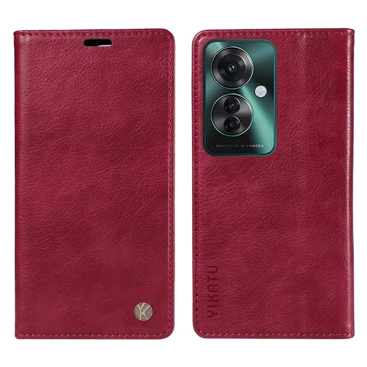 YIKATU YK-006 For Oppo Reno11 F 5G Case Litchi Texture Magnetic Closing Leather Phone Cover