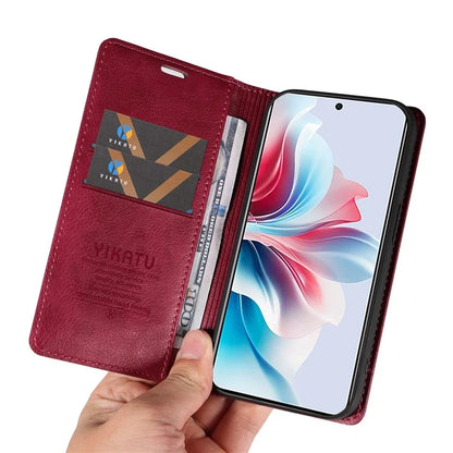 YIKATU YK-006 For Oppo Reno11 F 5G Case Litchi Texture Magnetic Closing Leather Phone Cover