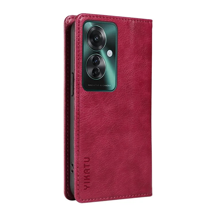 YIKATU YK-006 For Oppo Reno11 F 5G Case Litchi Texture Magnetic Closing Leather Phone Cover