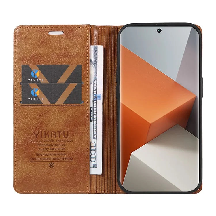 YIKATU YK-006 For Xiaomi Redmi Note 13 Pro+ 5G Case Magnetic Closing Leather Phone Cover