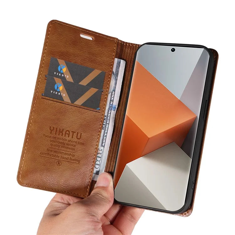 YIKATU YK-006 For Xiaomi Redmi Note 13 Pro+ 5G Case Magnetic Closing Leather Phone Cover