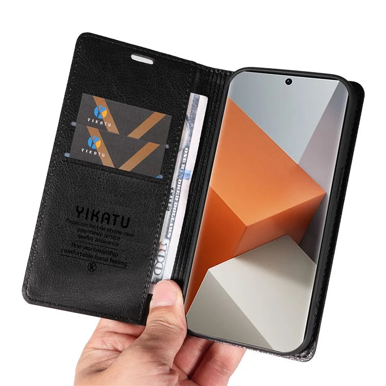 YIKATU YK-006 For Xiaomi Redmi Note 13 Pro+ 5G Case Magnetic Closing Leather Phone Cover