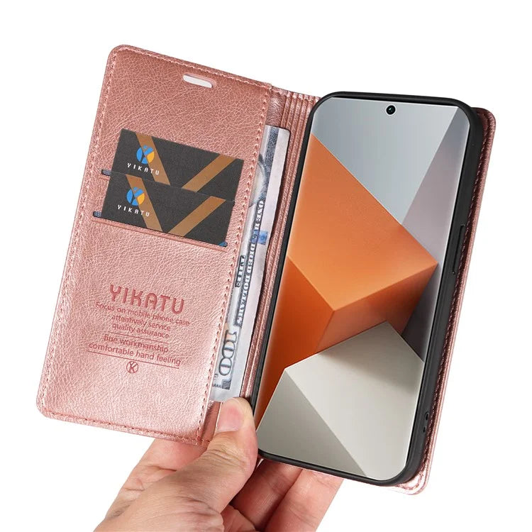 YIKATU YK-006 For Xiaomi Redmi Note 13 Pro+ 5G Case Magnetic Closing Leather Phone Cover