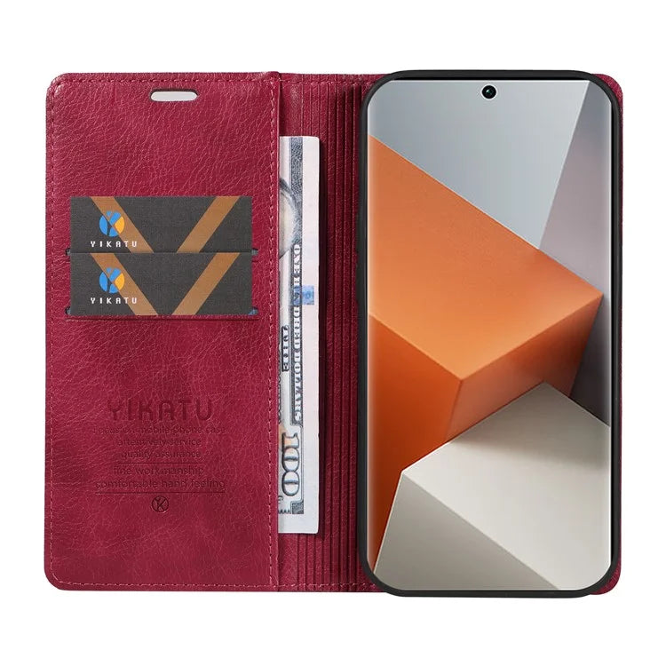 YIKATU YK-006 For Xiaomi Redmi Note 13 Pro+ 5G Case Magnetic Closing Leather Phone Cover