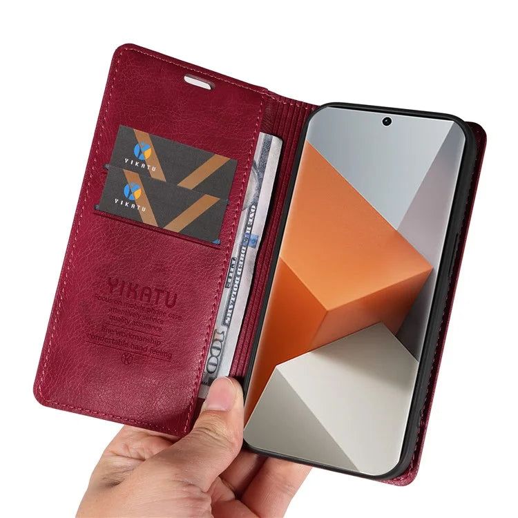YIKATU YK-006 For Xiaomi Redmi Note 13 Pro+ 5G Case Magnetic Closing Leather Phone Cover