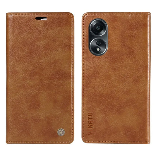 YIKATU YK-006 For Oppo A58 4G Leather Wallet Case Magnetic Closing Flip Phone Cover