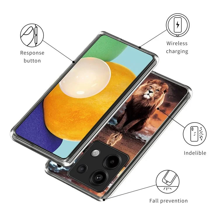 For Xiaomi Redmi Note 13 Pro 5G / Poco X6 5G TPU Case Soft Phone Cover IMD Pattern Printing