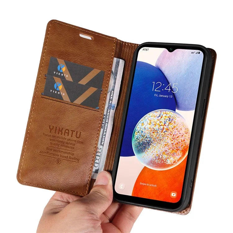 YIKATU YK-006 For Samsung Galaxy A24 4G (162.1 X 77.6 X 8.3mm) Phone Case Litchi Texture Leather Flip Wallet Cover