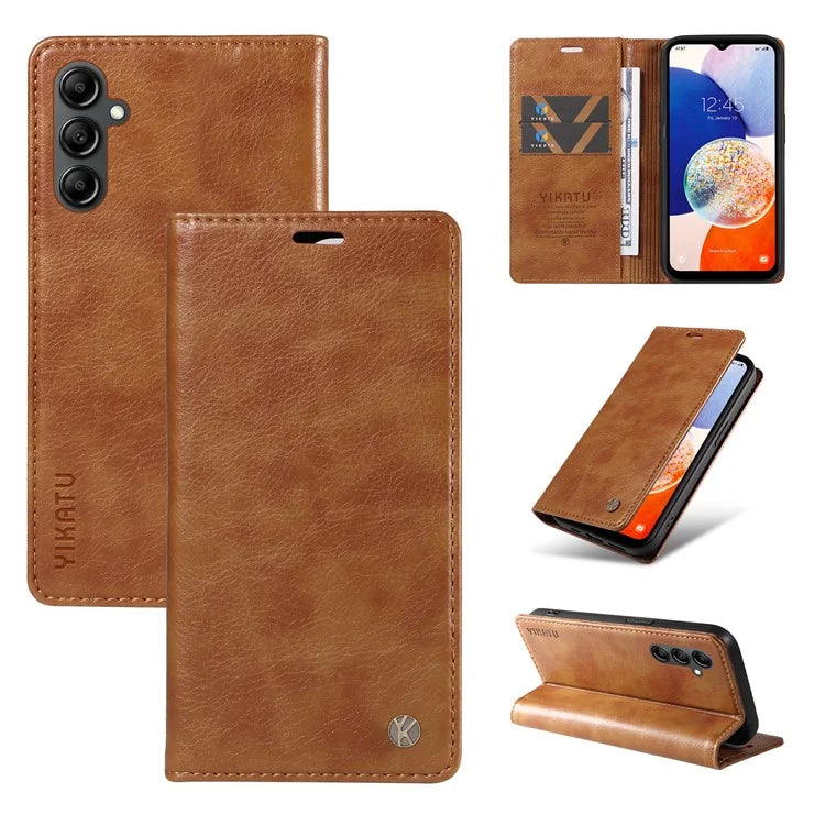 YIKATU YK-006 For Samsung Galaxy A24 4G (162.1 X 77.6 X 8.3mm) Phone Case Litchi Texture Leather Flip Wallet Cover