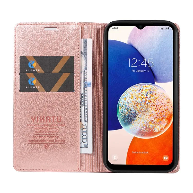 YIKATU YK-006 For Samsung Galaxy A24 4G (162.1 X 77.6 X 8.3mm) Phone Case Litchi Texture Leather Flip Wallet Cover