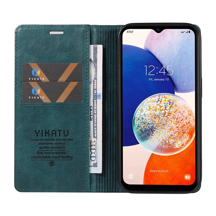YIKATU YK-006 For Samsung Galaxy A24 4G (162.1 X 77.6 X 8.3mm) Phone Case Litchi Texture Leather Flip Wallet Cover