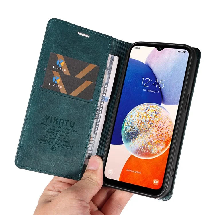 YIKATU YK-006 For Samsung Galaxy A24 4G (162.1 X 77.6 X 8.3mm) Phone Case Litchi Texture Leather Flip Wallet Cover