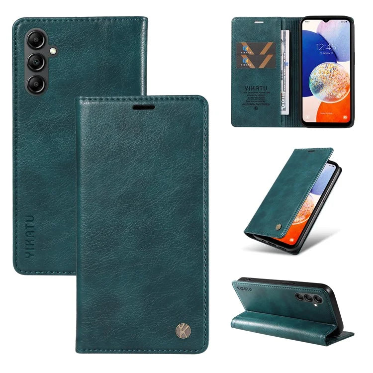 YIKATU YK-006 For Samsung Galaxy A24 4G (162.1 X 77.6 X 8.3mm) Phone Case Litchi Texture Leather Flip Wallet Cover