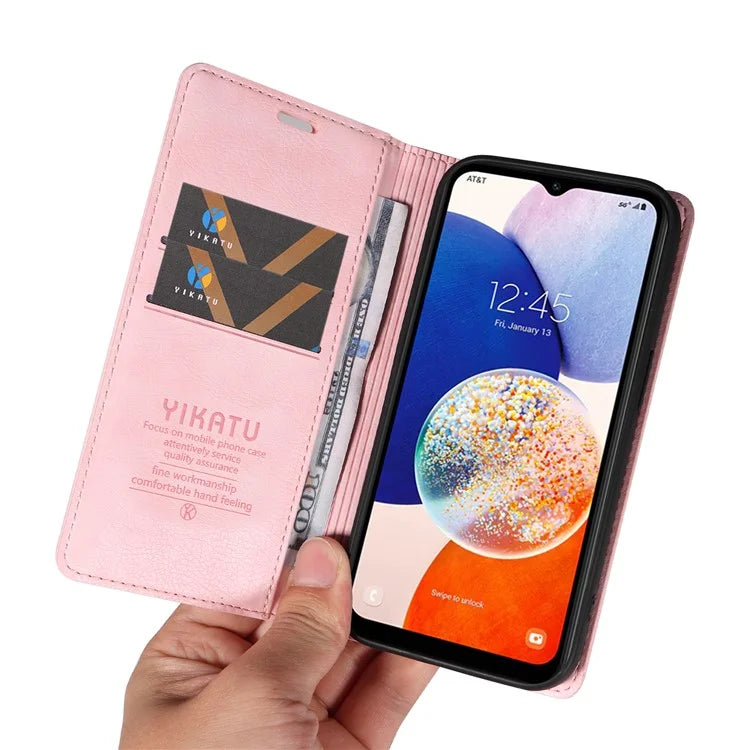 YIKATU YK-006 For Samsung Galaxy A24 4G (162.1 X 77.6 X 8.3mm) Phone Case Litchi Texture Leather Flip Wallet Cover