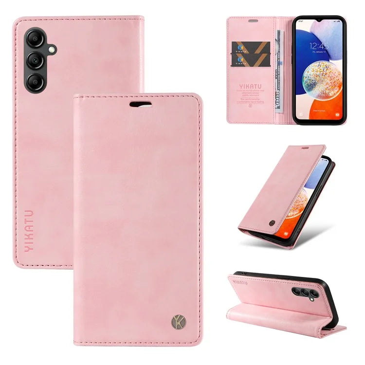 YIKATU YK-006 For Samsung Galaxy A24 4G (162.1 X 77.6 X 8.3mm) Phone Case Litchi Texture Leather Flip Wallet Cover
