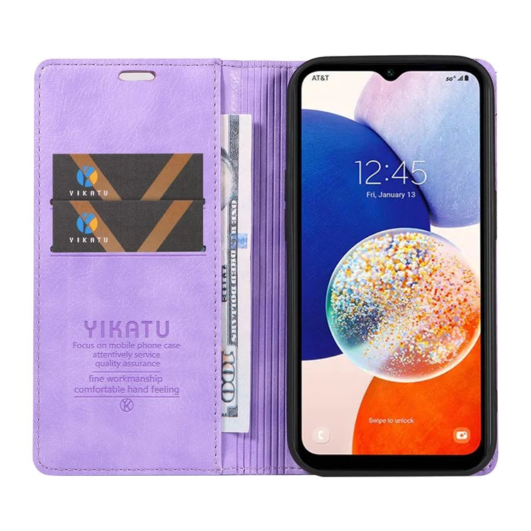 YIKATU YK-006 For Samsung Galaxy A24 4G (162.1 X 77.6 X 8.3mm) Phone Case Litchi Texture Leather Flip Wallet Cover