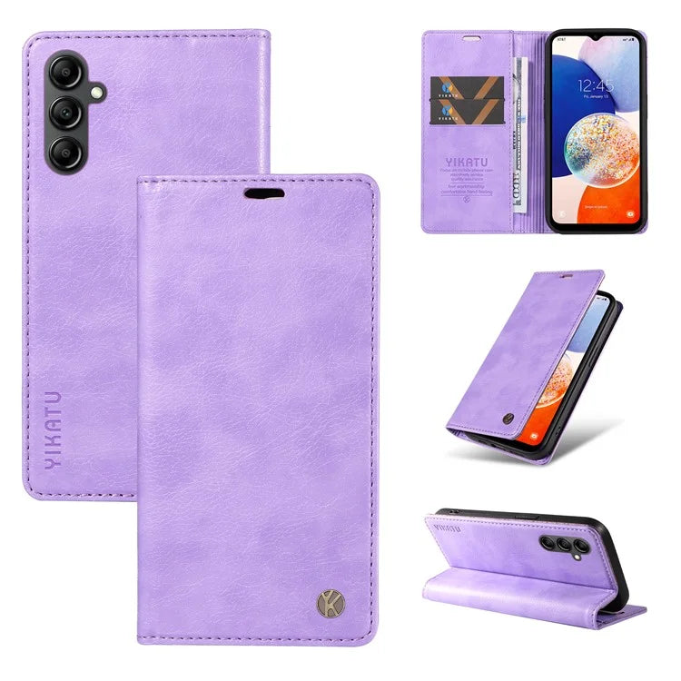 YIKATU YK-006 For Samsung Galaxy A24 4G (162.1 X 77.6 X 8.3mm) Phone Case Litchi Texture Leather Flip Wallet Cover