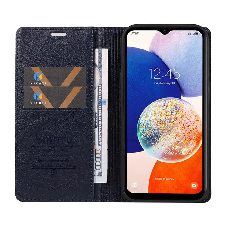 YIKATU YK-006 For Samsung Galaxy A24 4G (162.1 X 77.6 X 8.3mm) Phone Case Litchi Texture Leather Flip Wallet Cover