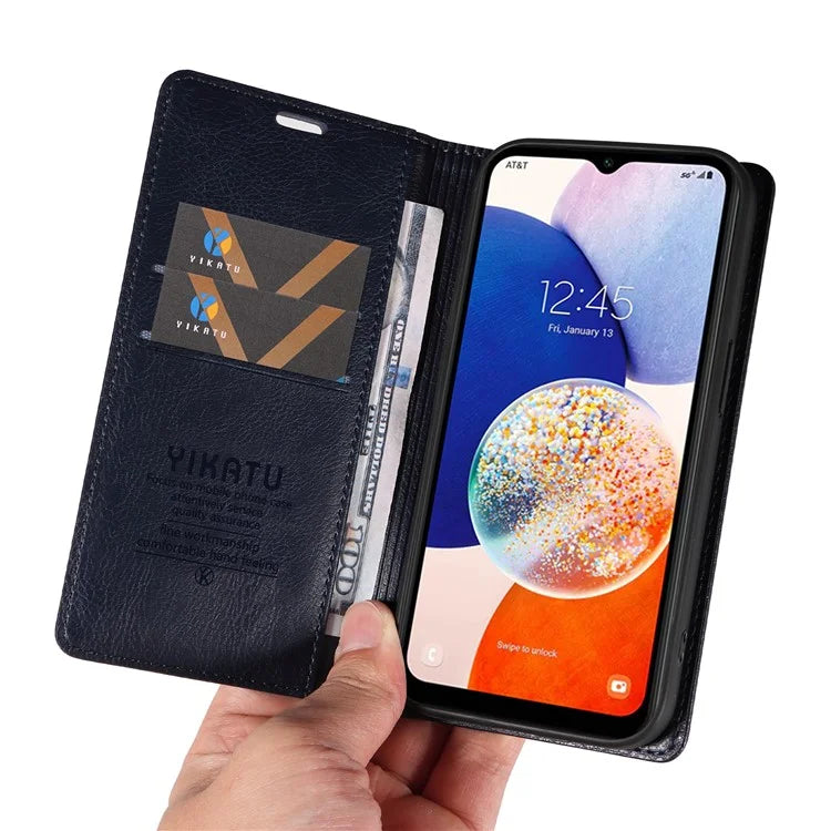 YIKATU YK-006 For Samsung Galaxy A24 4G (162.1 X 77.6 X 8.3mm) Phone Case Litchi Texture Leather Flip Wallet Cover