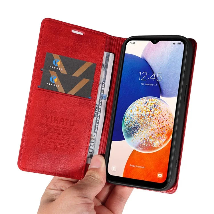YIKATU YK-006 For Samsung Galaxy A24 4G (162.1 X 77.6 X 8.3mm) Phone Case Litchi Texture Leather Flip Wallet Cover