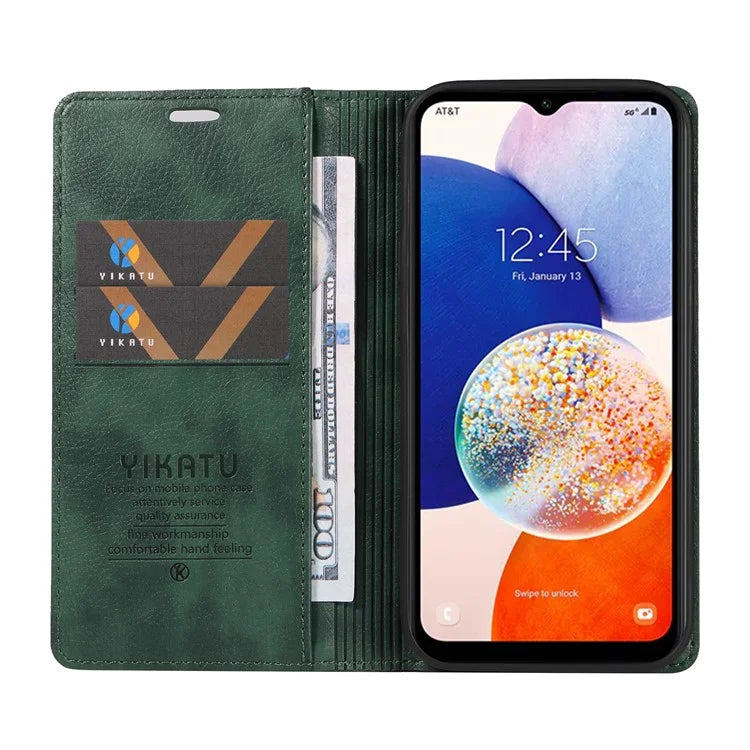 YIKATU YK-006 For Samsung Galaxy A24 4G (162.1 X 77.6 X 8.3mm) Phone Case Litchi Texture Leather Flip Wallet Cover
