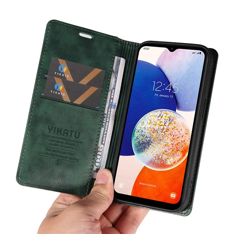YIKATU YK-006 For Samsung Galaxy A24 4G (162.1 X 77.6 X 8.3mm) Phone Case Litchi Texture Leather Flip Wallet Cover