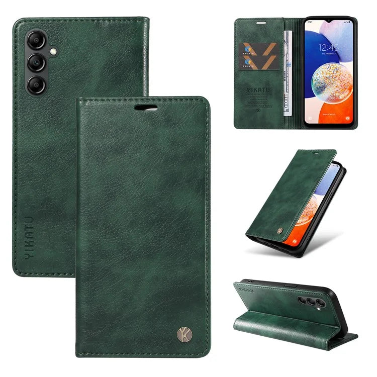 YIKATU YK-006 For Samsung Galaxy A24 4G (162.1 X 77.6 X 8.3mm) Phone Case Litchi Texture Leather Flip Wallet Cover