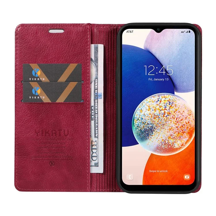 YIKATU YK-006 For Samsung Galaxy A24 4G (162.1 X 77.6 X 8.3mm) Phone Case Litchi Texture Leather Flip Wallet Cover