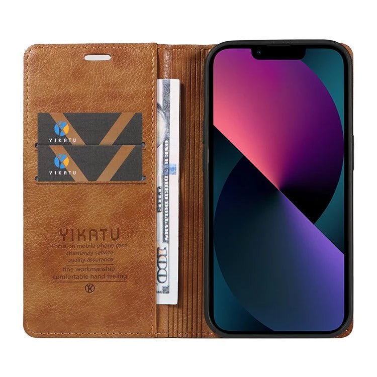 YIKATU YK-006 For iPhone 13 Wallet Case Anti-Scratch Leather Phone Cover