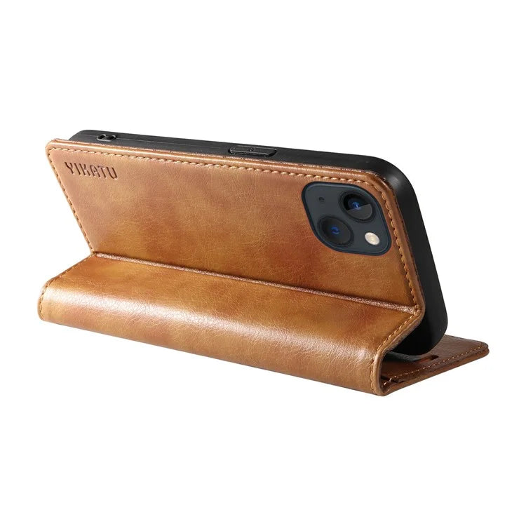 YIKATU YK-006 For iPhone 13 Wallet Case Anti-Scratch Leather Phone Cover