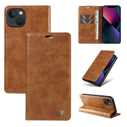 YIKATU YK-006 For iPhone 13 Wallet Case Anti-Scratch Leather Phone Cover