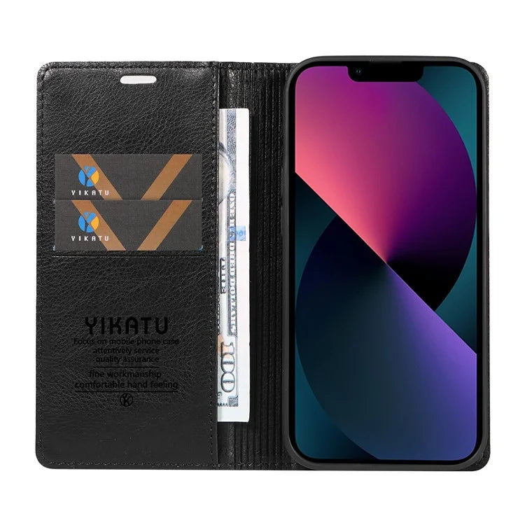 YIKATU YK-006 For iPhone 13 Wallet Case Anti-Scratch Leather Phone Cover