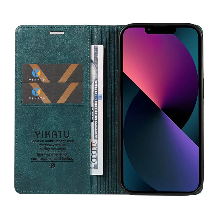YIKATU YK-006 For iPhone 13 Wallet Case Anti-Scratch Leather Phone Cover