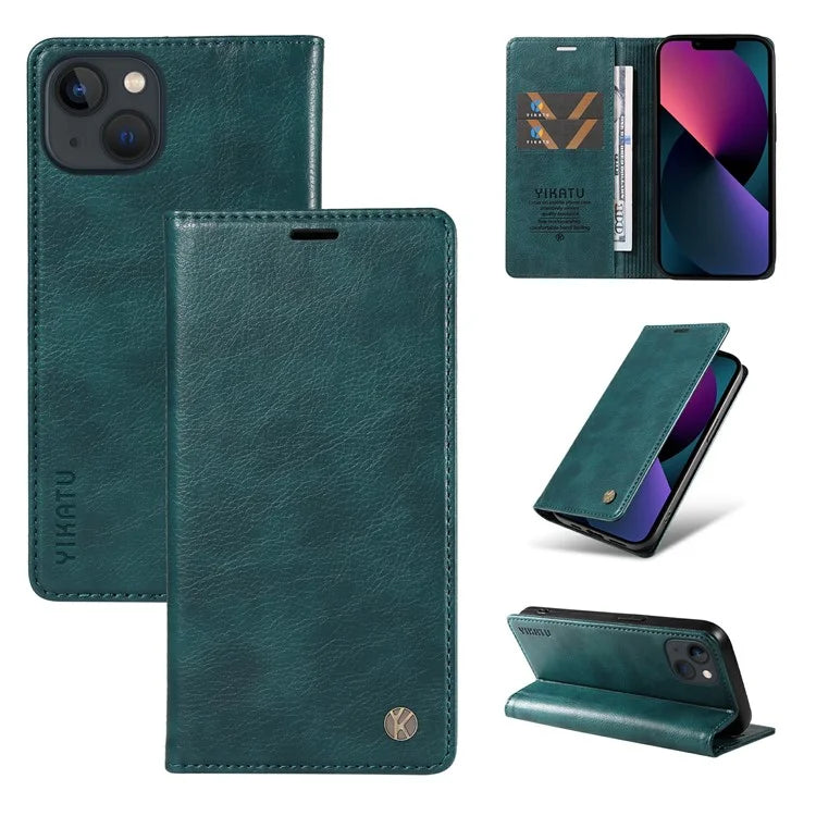 YIKATU YK-006 For iPhone 13 Wallet Case Anti-Scratch Leather Phone Cover