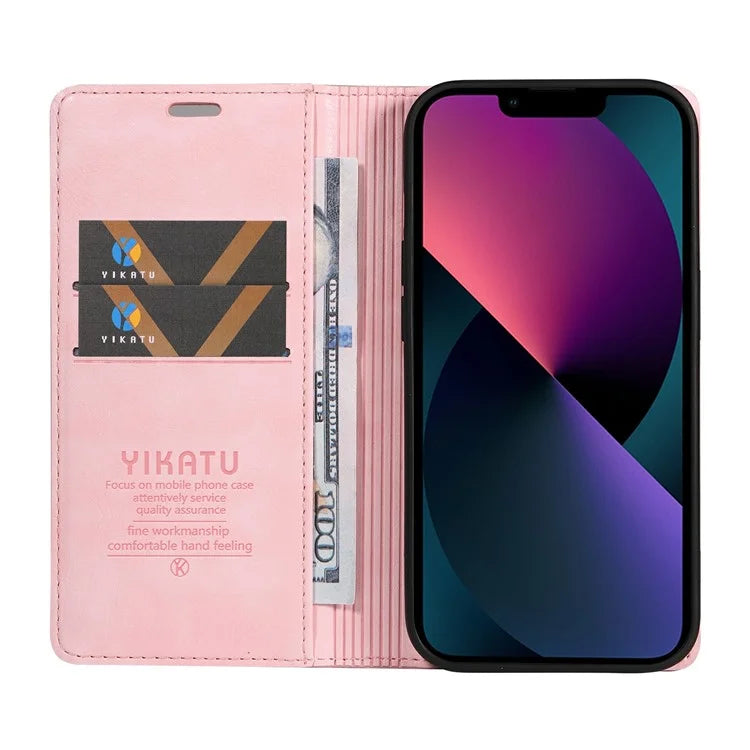 YIKATU YK-006 For iPhone 13 Wallet Case Anti-Scratch Leather Phone Cover