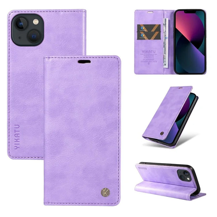 YIKATU YK-006 For iPhone 13 Wallet Case Anti-Scratch Leather Phone Cover