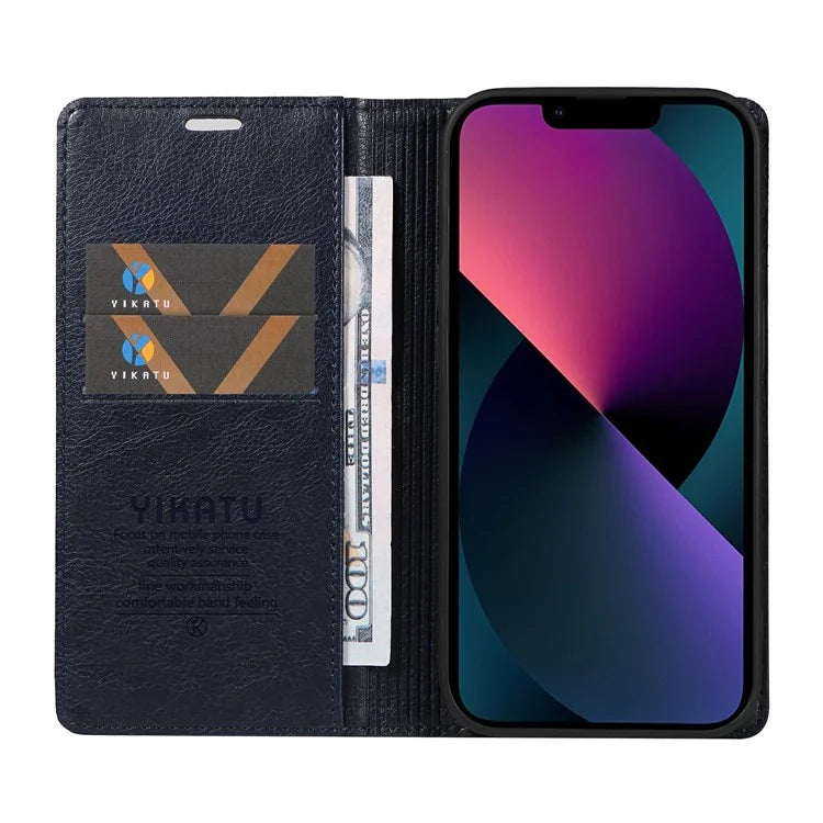 YIKATU YK-006 For iPhone 13 Wallet Case Anti-Scratch Leather Phone Cover
