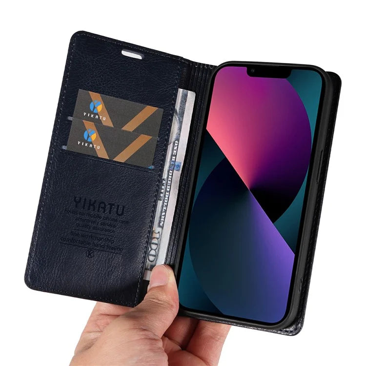 YIKATU YK-006 For iPhone 13 Wallet Case Anti-Scratch Leather Phone Cover