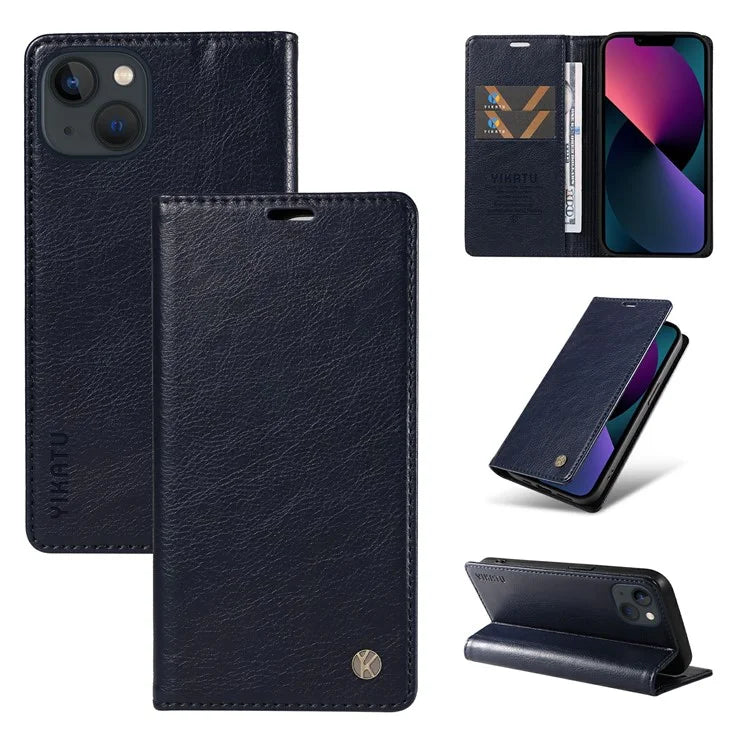 YIKATU YK-006 For iPhone 13 Wallet Case Anti-Scratch Leather Phone Cover