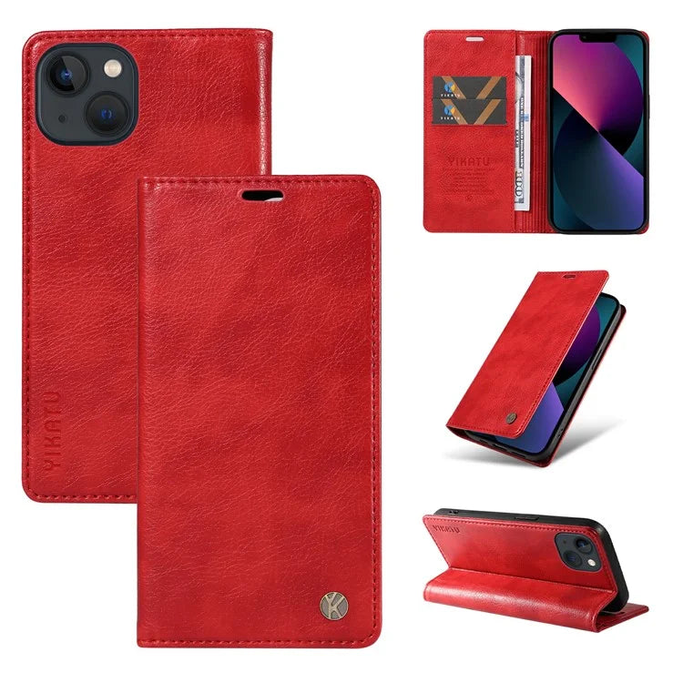 YIKATU YK-006 For iPhone 13 Wallet Case Anti-Scratch Leather Phone Cover