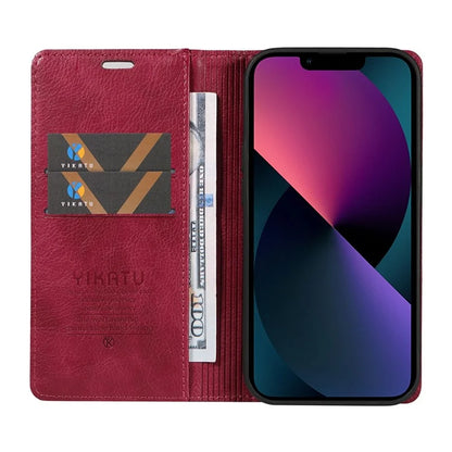 YIKATU YK-006 For iPhone 13 Wallet Case Anti-Scratch Leather Phone Cover