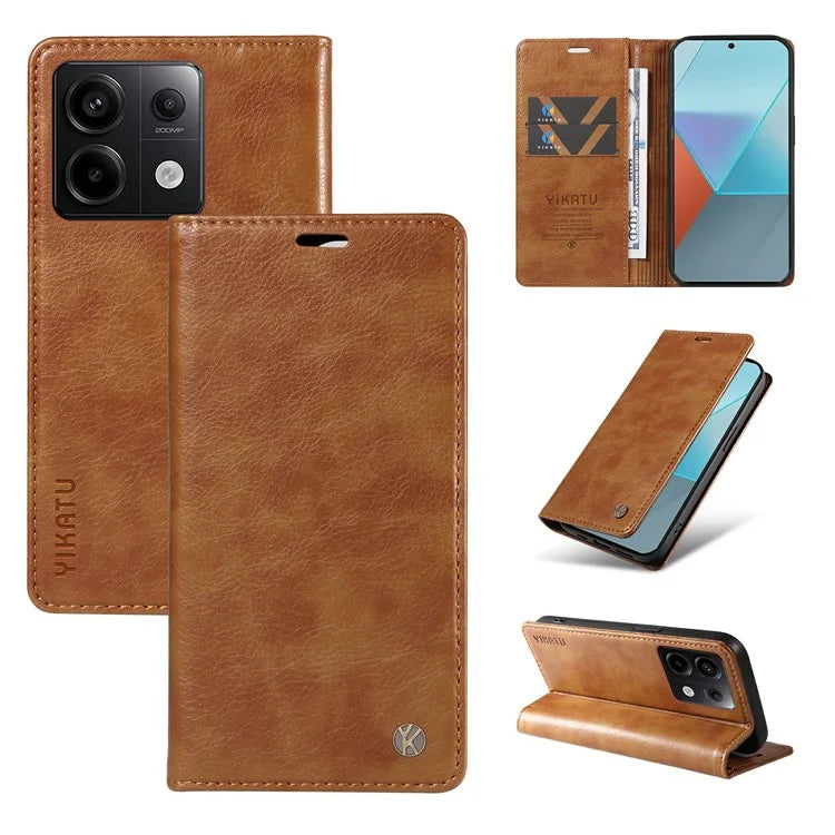 YIKATU YK-006 For Xiaomi Redmi Note 13 Pro 5G / Poco X6 5G Cell Phone Cases Magnetic Flip Wallet Cover