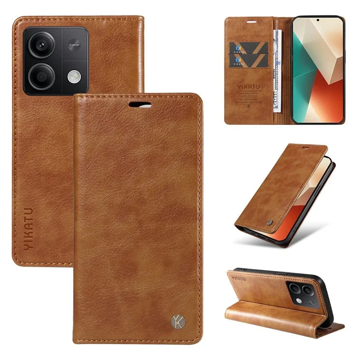 YIKATU YK-006 For Xiaomi Redmi Note 13 5G Case Litchi Texture Leather Wallet Phone Cover