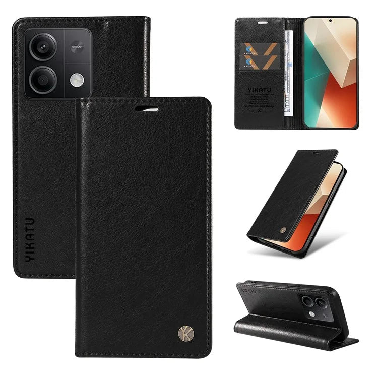 YIKATU YK-006 For Xiaomi Redmi Note 13 5G Case Litchi Texture Leather Wallet Phone Cover