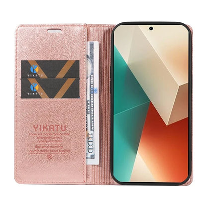 YIKATU YK-006 For Xiaomi Redmi Note 13 5G Case Litchi Texture Leather Wallet Phone Cover