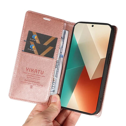 YIKATU YK-006 For Xiaomi Redmi Note 13 5G Case Litchi Texture Leather Wallet Phone Cover