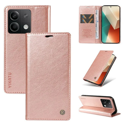 YIKATU YK-006 For Xiaomi Redmi Note 13 5G Case Litchi Texture Leather Wallet Phone Cover
